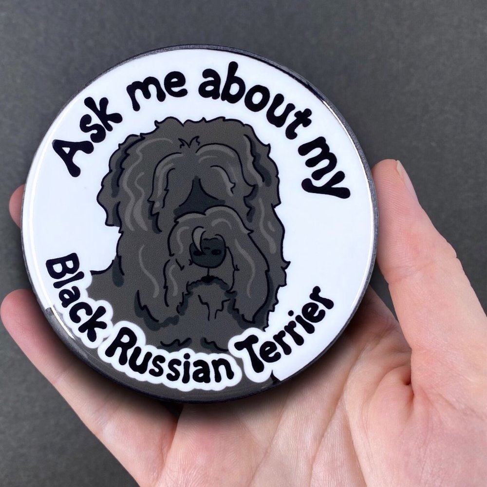 Black Russian Terrier Dog Magnet Handmade 3.5" Pet Portrait Art Decor Gift